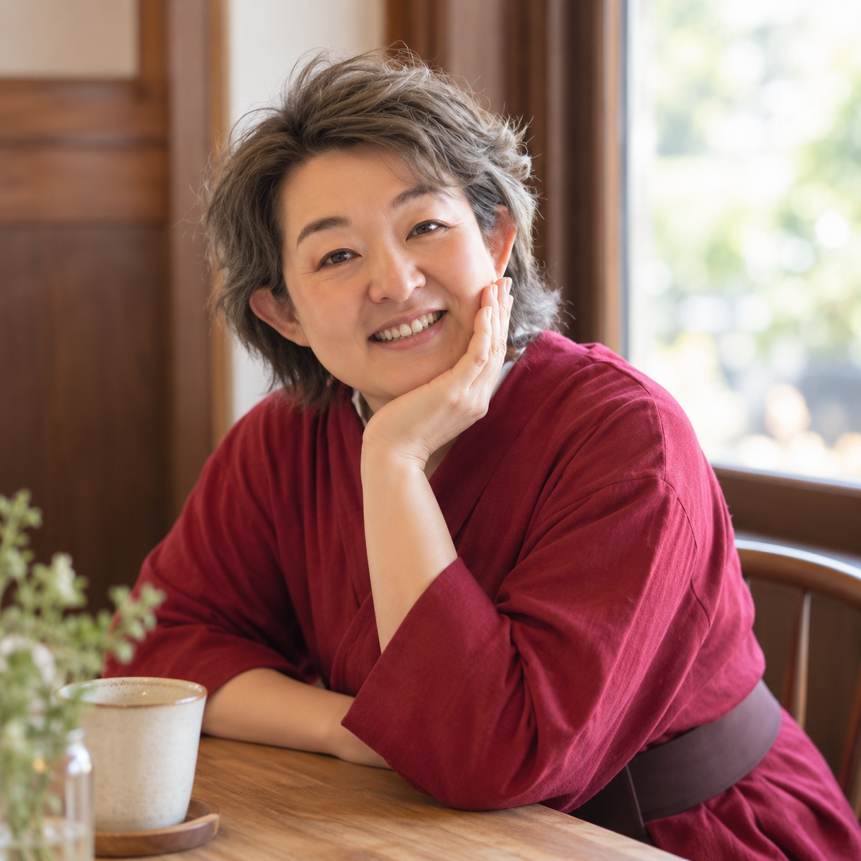 コーヒーを飲む女性